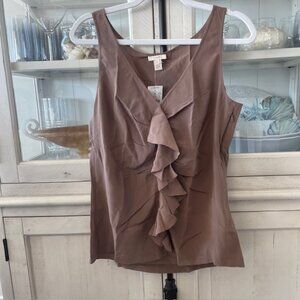 JCREW DARLA RUFFLE CAMI SILK DUSTY CEDAR LIGHT BROWN SIZE 6 NWT